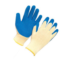 Factory Price 10 Gauge Cotton Liner Palm Coated Blue Latex Crinkle Safety Gloves
